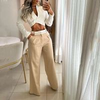 Women's Simple Style Solid Color Polyester Pocket Pants Sets main image 1