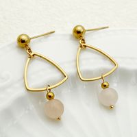 1 Pair Elegant Vintage Style Sweet Triangle Plating 304 Stainless Steel Crystal Gold Plated Drop Earrings main image 4