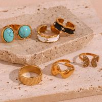 Vintage Style Simple Style Classic Style Solid Color Stainless Steel Plating 18k Gold Plated Open Rings main image 1
