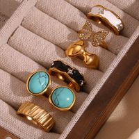 Vintage Style Simple Style Classic Style Solid Color Stainless Steel Plating 18k Gold Plated Open Rings main image 3
