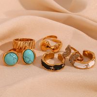 Vintage Style Simple Style Classic Style Solid Color Stainless Steel Plating 18k Gold Plated Open Rings main image 4