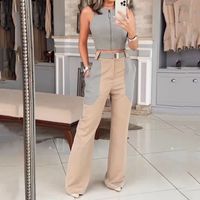 Women's Casual Color Block Polyester Hollow Out Backless Pants Sets main image 1