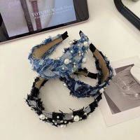 Women's Retro Color Block Cloth Inlay Artificial Pearls Hair Band main image 3