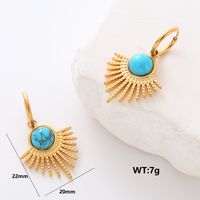 1 Pair Commute Solid Color Plating Inlay 304 Stainless Steel Turquoise 18K Gold Plated Earrings Ear Studs main image 5