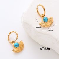 1 Pair Commute Solid Color Plating Inlay 304 Stainless Steel Turquoise 18K Gold Plated Earrings Ear Studs sku image 5