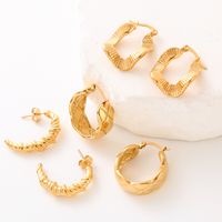 1 Pair Simple Style Solid Color Plating 304 Stainless Steel 18K Gold Plated Ear Studs main image 4