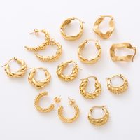 1 Pair Simple Style Solid Color Plating 304 Stainless Steel 18K Gold Plated Ear Studs main image 1