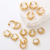 1 Pair Simple Style Solid Color Plating 304 Stainless Steel 18K Gold Plated Ear Studs main image 5