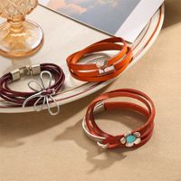 Retro Commute Geometric Pu Leather Alloy Asymmetrical Men's Bracelets main image 5