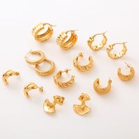 1 Pair Simple Style Commute Solid Color Plating 304 Stainless Steel 18K Gold Plated Ear Studs main image 5