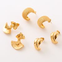 1 Pair Simple Style Commute Solid Color Plating 304 Stainless Steel 18K Gold Plated Ear Studs main image 6