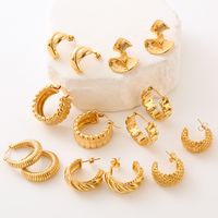 1 Pair Simple Style Commute Solid Color Plating 304 Stainless Steel 18K Gold Plated Ear Studs main image 7