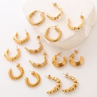 1 Pair Simple Style Solid Color Plating 304 Stainless Steel 18K Gold Plated Ear Studs main image 6