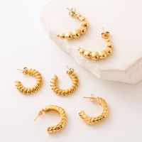 1 Pair Simple Style Solid Color Plating 304 Stainless Steel 18K Gold Plated Ear Studs main image 5