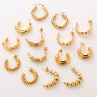 1 Pair Simple Style Solid Color Plating 304 Stainless Steel 18K Gold Plated Ear Studs main image 1