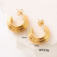 1 Pair Simple Style Solid Color Plating 304 Stainless Steel 18K Gold Plated Ear Studs main image 3