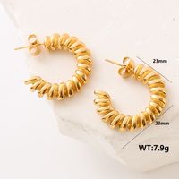 1 Pair Simple Style Solid Color Plating 304 Stainless Steel 18K Gold Plated Ear Studs main image 4
