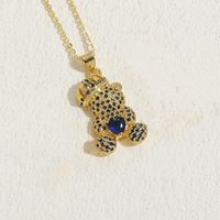 Elegant Luxurious Classic Style Animal Bear Copper 14k Gold Plated Zircon Pendant Necklace In Bulk sku image 4