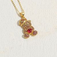Elegant Luxurious Classic Style Animal Bear Copper 14k Gold Plated Zircon Pendant Necklace In Bulk sku image 6