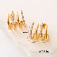 1 Pair Streetwear Paw Print Plating Inlay Stainless Steel Artificial Pearls Artificial Diamond 24k Gold Plated Ear Studs main image 2