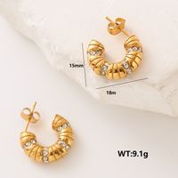 1 Pair Streetwear Paw Print Plating Inlay Stainless Steel Artificial Pearls Artificial Diamond 24k Gold Plated Ear Studs sku image 5