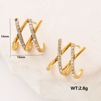 1 Pair Streetwear Paw Print Plating Inlay Stainless Steel Artificial Pearls Artificial Diamond 24k Gold Plated Ear Studs sku image 6