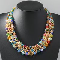 Vacation Colorful Alloy Glass Handmade Women's Layered Necklaces sku image 1