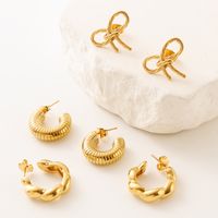 1 Pair Simple Style Classic Style Solid Color Plating 304 Stainless Steel 18K Gold Plated Ear Studs main image 1