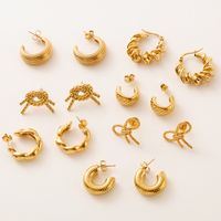 1 Pair Simple Style Classic Style Solid Color Plating 304 Stainless Steel 18K Gold Plated Ear Studs main image 5