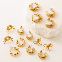 1 Pair Simple Style Classic Style Solid Color Plating 304 Stainless Steel 18K Gold Plated Ear Studs main image 4