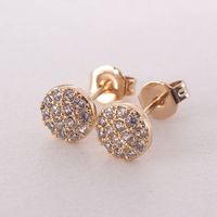 1 Pair Simple Style Round Plating Inlay Copper Zircon Gold Plated Ear Studs main image 3