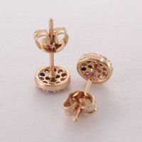 1 Pair Simple Style Round Plating Inlay Copper Zircon Gold Plated Ear Studs main image 5