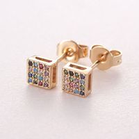 1 Pair Simple Style Round Plating Inlay Copper Zircon Gold Plated Ear Studs main image 9