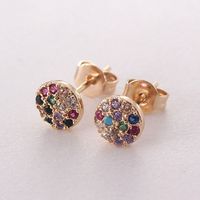 1 Pair Simple Style Round Plating Inlay Copper Zircon Gold Plated Ear Studs main image 4