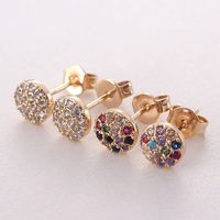 1 Pair Simple Style Round Plating Inlay Copper Zircon Gold Plated Ear Studs main image 1