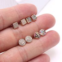 1 Pair Simple Style Round Plating Inlay Copper Zircon Gold Plated Ear Studs main image 10