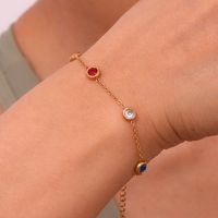Simple Style Classic Style Round Stainless Steel 18k Gold Plated Rhinestones Bracelets In Bulk main image 2