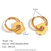 1 Pair Sweet Simple Style Classic Style Flower Plating Stainless Steel 18k Gold Plated Drop Earrings main image 5