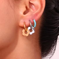1 Pair Sweet Simple Style Classic Style Flower Plating Stainless Steel 18k Gold Plated Drop Earrings main image 2