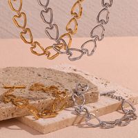 Einfacher Stil Klassischer Stil Herzform Rostfreier Stahl Überzug 18 Karat Vergoldet Armbänder Halskette main image 3