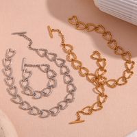 Simple Style Classic Style Heart Shape Stainless Steel Plating 18k Gold Plated Bracelets Necklace main image 1