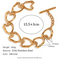 Simple Style Classic Style Heart Shape Stainless Steel Plating 18k Gold Plated Bracelets Necklace sku image 2