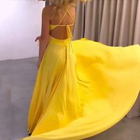 Women's Strap Dress Simple Style V Neck Slit Backless Sleeveless Solid Color Maxi Long Dress Daily main image 4