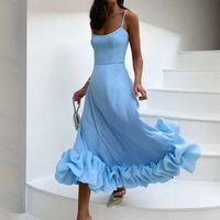 Women's Strap Dress Simple Style Strapless Pleated Sleeveless Solid Color Midi Dress Daily main image 5