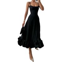 Women's Strap Dress Simple Style Strapless Pleated Sleeveless Solid Color Midi Dress Daily main image 3