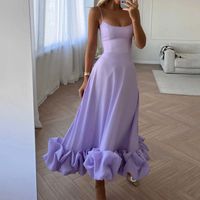 Women's Strap Dress Simple Style Strapless Pleated Sleeveless Solid Color Midi Dress Daily main image 2