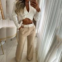 Women's Simple Style Solid Color Polyester Pocket Pants Sets main image 3