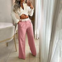 Women's Simple Style Solid Color Polyester Pocket Pants Sets main image 2