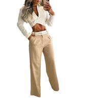 Women's Simple Style Solid Color Polyester Pocket Pants Sets main image 4