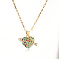 Basic Lady Simple Style Heart Shape Copper 18k Gold Plated Zircon Pendant Necklace In Bulk main image 2
